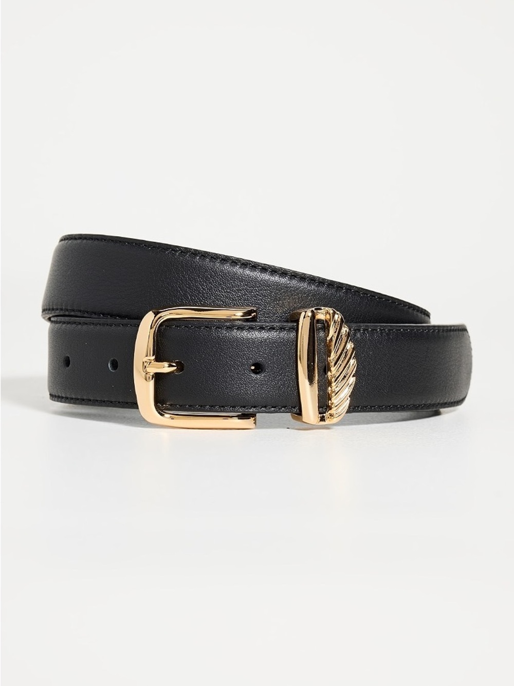 AUREUM No. 3 French Rope Belt Black Leather Size M/L